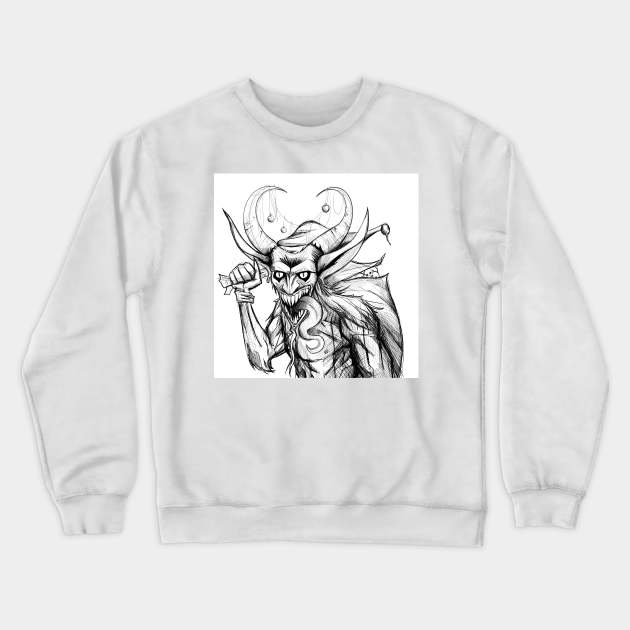 the krampus magical and terrible Christmas elf Crewneck Sweatshirt by jorge_lebeau